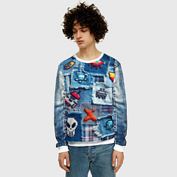 Свитшот мужской Пиксельный космос, цвет: 3D-белый — фото 2