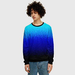 Свитшот мужской Градиент мозаика из голубого в чёрный, цвет: 3D-черный — фото 2