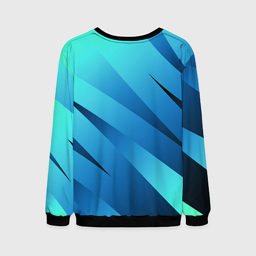 Мужской свитшот Сине-голубой абстрактные полосы / 3D-Черный – фото 2