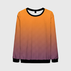Мужской свитшот Градиент оранжевый в фиолетовый мелкий ромбик