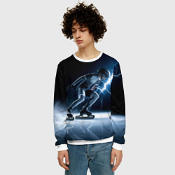 Свитшот мужской Конькобежец и молния, цвет: 3D-белый — фото 2