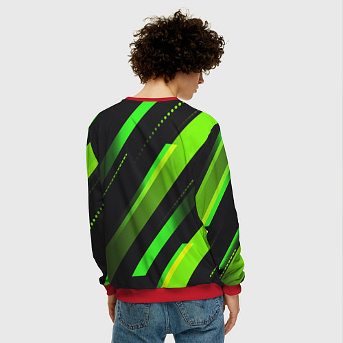 Мужской свитшот Color black green / 3D-Красный – фото 4