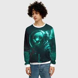 Свитшот мужской Скелет в космосе, цвет: 3D-белый — фото 2