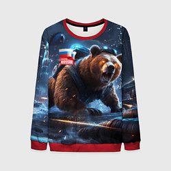 Свитшот мужской Русский медведь кибер-война, цвет: 3D-красный