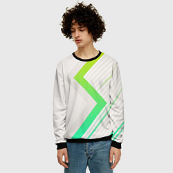 Свитшот мужской Color white line green, цвет: 3D-черный — фото 2