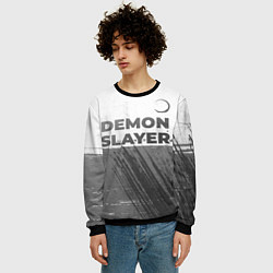 Свитшот мужской Demon Slayer - white gradient посередине, цвет: 3D-черный — фото 2