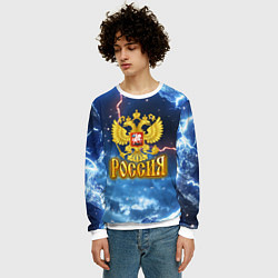 Свитшот мужской Герб России и ледяной фон, цвет: 3D-белый — фото 2