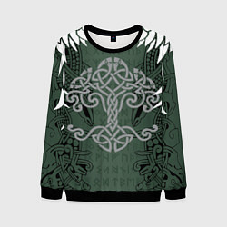 Мужской свитшот Древние руны и древо жизни с крыльями