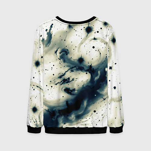 Мужской свитшот Бежевый и тёмно-синий космическая абстракция / 3D-Черный – фото 2