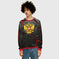 Свитшот мужской Герб России черные плиты, цвет: 3D-красный — фото 2