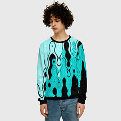 Свитшот мужской Чёрно-голубой абстракция, цвет: 3D-черный — фото 2
