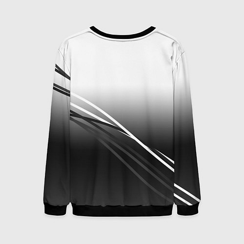 Мужской свитшот Sport градиент из белого в серый с полосами / 3D-Черный – фото 2