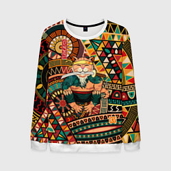 Свитшот мужской Кот самурай - Айко, цвет: 3D-белый