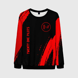 Мужской свитшот Twenty One Pilots - red gradient вертикально
