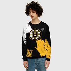 Свитшот мужской Бостон Брюинз - разлитая краска, цвет: 3D-черный — фото 2