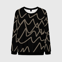 Свитшот мужской Кривые рукописные линии чёрно-коричневый, цвет: 3D-черный
