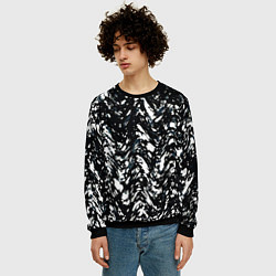 Свитшот мужской Искажённый пёстрый чёрно-белый, цвет: 3D-черный — фото 2