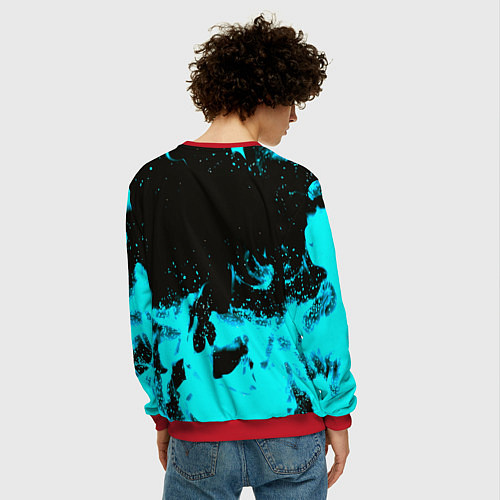 Мужской свитшот Monster energy голубой огонь / 3D-Красный – фото 4