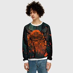 Свитшот мужской Шлем кибернетического самурая, цвет: 3D-белый — фото 2