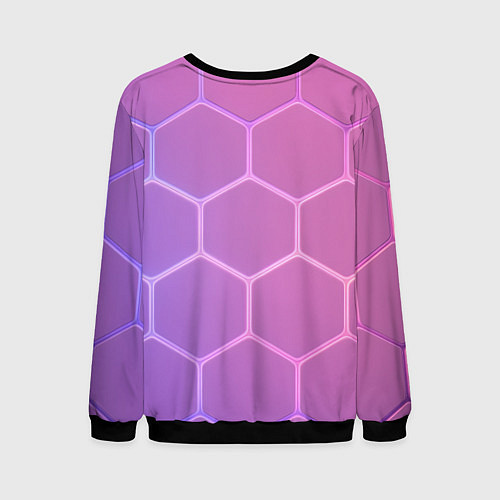 Мужской свитшот Розовые неоновые соты / 3D-Черный – фото 2
