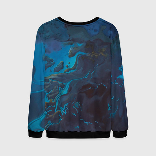 Мужской свитшот Осенний лист с каплями акварельный - крупный арт / 3D-Черный – фото 2