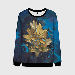 Свитшот мужской Осенний лист с каплями акварельный - крупный арт, цвет: 3D-черный