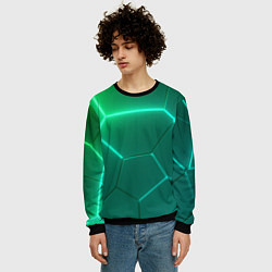 Свитшот мужской Зеленые неоновые плитки, цвет: 3D-черный — фото 2