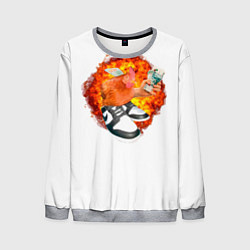 Свитшот мужской Петух на дрипе - swag chiken money meme, цвет: 3D-меланж