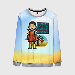 Свитшот мужской Игра в кальмара пиксельный стиль, цвет: 3D-меланж