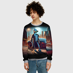 Свитшот мужской Бендер с пистолетом - Нью-Йоркская мафия, цвет: 3D-меланж — фото 2