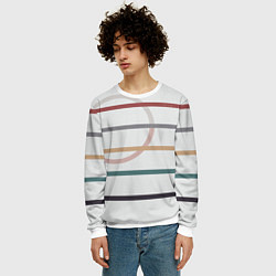 Свитшот мужской Stripes and circle, цвет: 3D-белый — фото 2