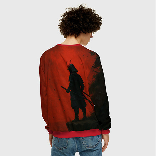 Мужской свитшот Ghost of Tsushima - алый / 3D-Красный – фото 4