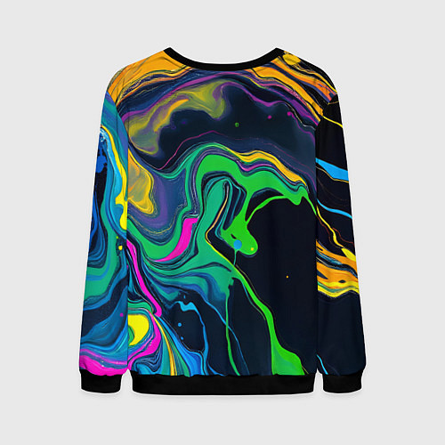 Мужской свитшот Разводы и переливы разноцветной краски / 3D-Черный – фото 2