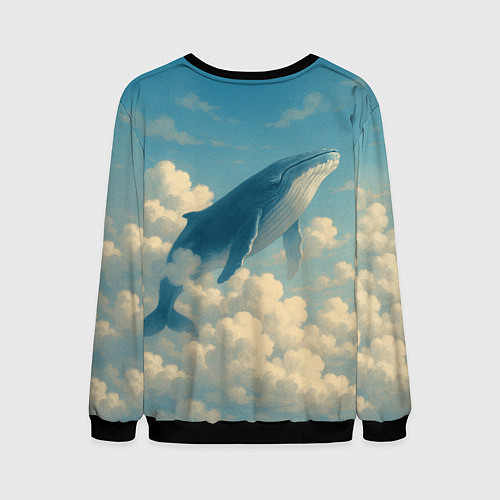 Мужской свитшот Кит в облаках / 3D-Черный – фото 2