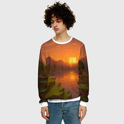 Свитшот мужской Закат - Minecraft, цвет: 3D-белый — фото 2