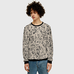 Свитшот мужской Иероглифы маори, цвет: 3D-черный — фото 2