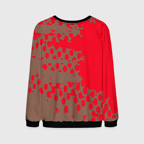Мужской свитшот Абстрактные алые пятна на цвете какао / 3D-Черный – фото 2