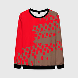 Свитшот мужской Абстрактные алые пятна на цвете какао, цвет: 3D-черный