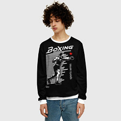 Свитшот мужской Бокс - тяжело в учебе легко в бою, цвет: 3D-белый — фото 2