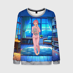 Свитшот мужской Сиратори Айра хочет спать, цвет: 3D-меланж