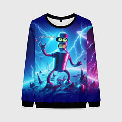 Свитшот мужской Bender on neon planet - ai art fantasy, цвет: 3D-черный