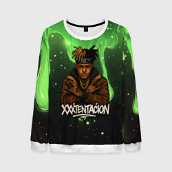 Мужской свитшот XXXTentacion на фоне зеленой краски