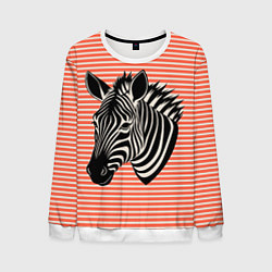 Свитшот мужской Зебра на оранжевых полосах, цвет: 3D-белый