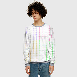 Свитшот мужской Color white multicolored stripes, цвет: 3D-меланж — фото 2