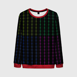 Свитшот мужской Color black multicolored stripes, цвет: 3D-красный