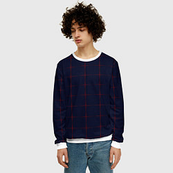 Свитшот мужской Color dark blue red crosses, цвет: 3D-белый — фото 2