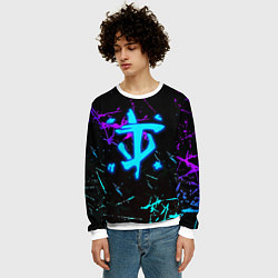 Свитшот мужской Doom неоновые штрихи, цвет: 3D-белый — фото 2