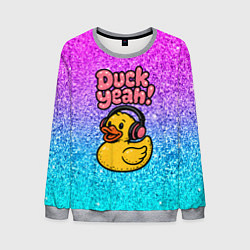 Свитшот мужской Duck yeah - утка в наушниках, цвет: 3D-меланж