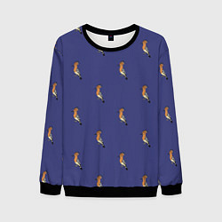 Свитшот мужской Клевая птица удод на фиолетовом фоне, цвет: 3D-черный