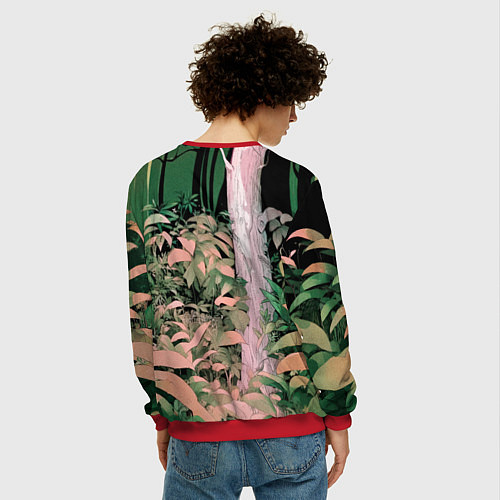 Мужской свитшот Панда в лесу / 3D-Красный – фото 4